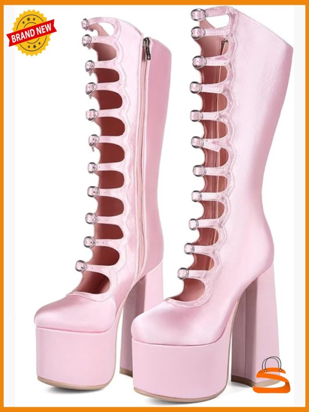 Kawaii Sweet Lolita Chunky Platform Knee High Heeled Boots Cosplay Gothic Y2K
